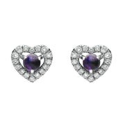 18ct White Gold Blue John 0.33ct Diamond Heart Earrings, E2253.