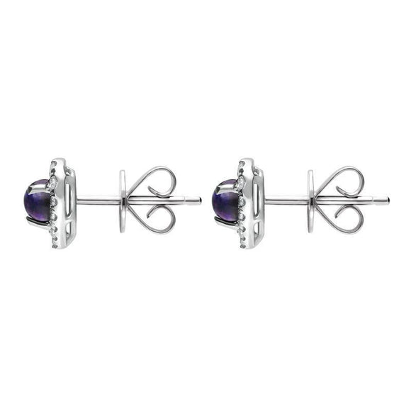 18ct White Gold Blue John 0.33ct Diamond Heart Earrings, E2253.