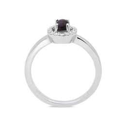 18ct White Gold Blue John 0.12ct Diamond Cluster Ring, R1157.