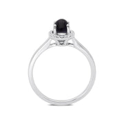 18ct White Gold Blue John 0.12ct Diamond Oval Cluster Ring, R1152.