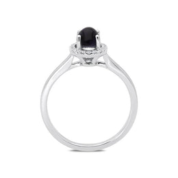 18ct White Gold Blue John 0.12ct Diamond Oval Cluster Ring, R1152.