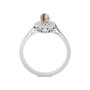 18ct White Gold Blue John 0.16ct Diamond Milgrain Cluster Ring, R1148.