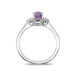 18ct White Gold Blue John 0.16ct Diamond Round Claw Set Ring. R1008.