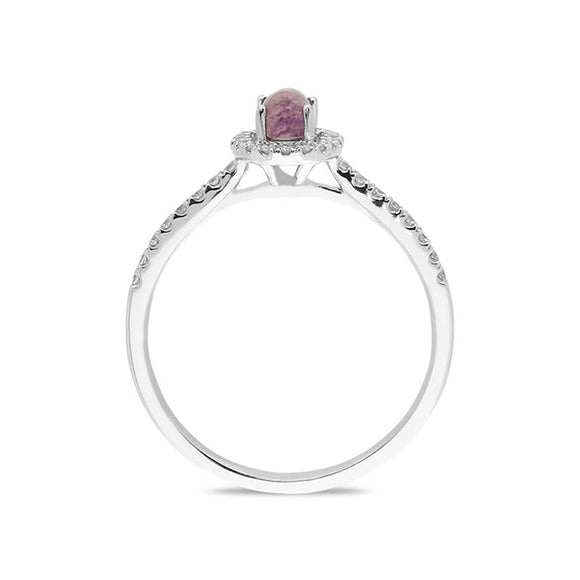 18ct White Gold Blue John 0.24 Carat Diamond Shoulder Ring R1040