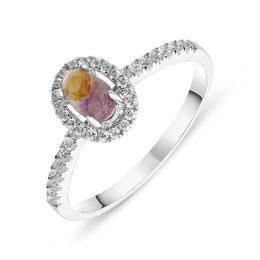 18ct White Gold Blue John 0.24 Carat Diamond Shoulder Ring R1040