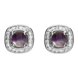 18ct White Gold Blue John 0.24ct Diamond Stud Earrings E2254