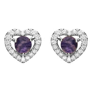 18ct White Gold Blue John 0.33ct Diamond Heart Stud Earrings E2252