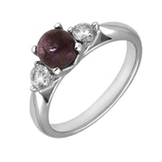 18ct White Gold Blue John 0.36ct Diamond Round Claw Set Ring R895