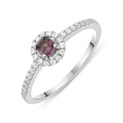 18ct White Gold Blue John Diamond Round Cluster Ring. R1007.