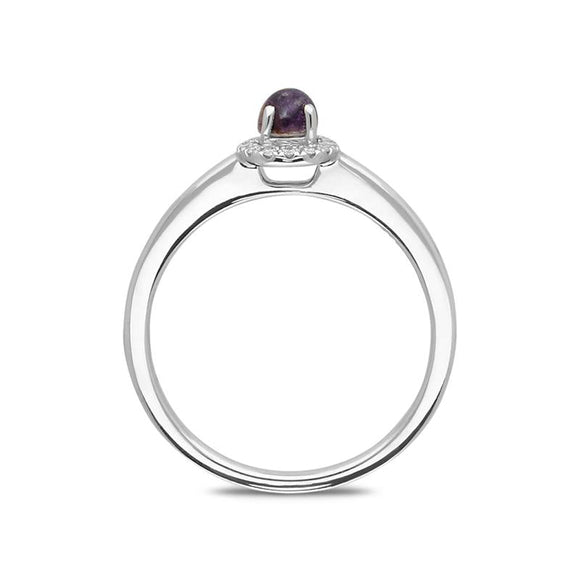 18ct White Gold Blue John Diamond Round Cluster Ring. R1114.