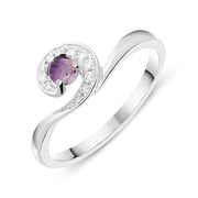 18ct White Gold Blue John Diamond Swirl Ring. R1108.