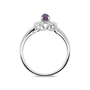 18ct White Gold Blue John Diamond Trilogy Ring, R1111.