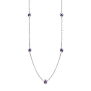 18ct White Gold Blue John Fleur De Lis Link Disc Chain Necklace, N747.