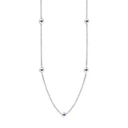 Sterling Silver Blue John Heart Link Disc Chain Necklace, N746.