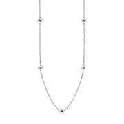 18ct White Gold Blue John Heart Link Disc Chain Necklace