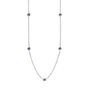 18ct White Gold Blue John Heart Link Disc Chain Necklace, N746.