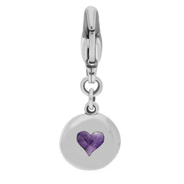 18ct White Gold Blue John Round Shaped Heart Clip Charm, G665.