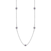 18ct White Gold Blue John Star Link Disc Chain Necklace, N744.