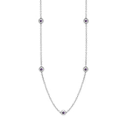 18ct White Gold Blue John Star Link Disc Chain Necklace, N744.