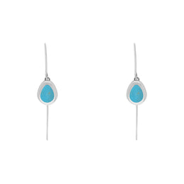 18ct White Gold Turquoise Cross Disc Drop Earrings