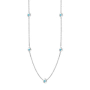 18ct White Gold Turquoise Fleur De Lis Link Disc Chain Necklace, N747.