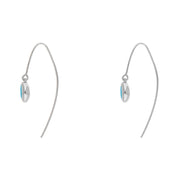 18ct White Gold Turquoise Heart Disc Drop Earrings, E1372.