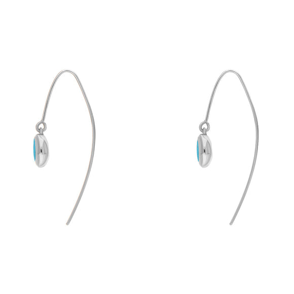 18ct White Gold Turquoise Heart Disc Drop Earrings, E1372.