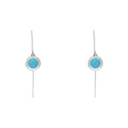 18ct White Gold Turquoise Heart Disc Drop Earrings, E1372.