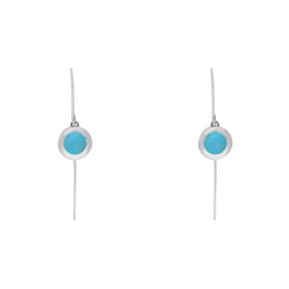 18ct White Gold Turquoise Heart Disc Drop Earrings, E1372.