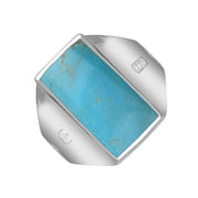 18ct White Gold Turquoise King's Coronation Hallmark Small Oblong Ring R221 CFH