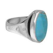 18ct White Gold Turquoise King's Coronation Hallmark Small Round Ring R609 CFH