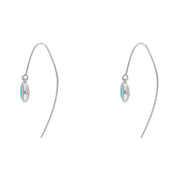 18ct White Gold Blue John Star Disc Drop Earrings