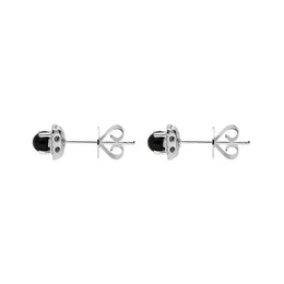 18ct White Gold Whitby Jet 0.13ct Diamond Square Stud Earrings, E2413.