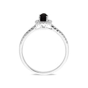 18ct White Gold Whitby Jet 0.24 Carat Diamond Shoulder Ring. R1040.