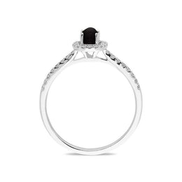 18ct White Gold Whitby Jet 0.24 Carat Diamond Shoulder Ring. R1040.