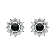 18ct White Gold Whitby Jet 0.65ct Diamond Round Stud Earrings E1993