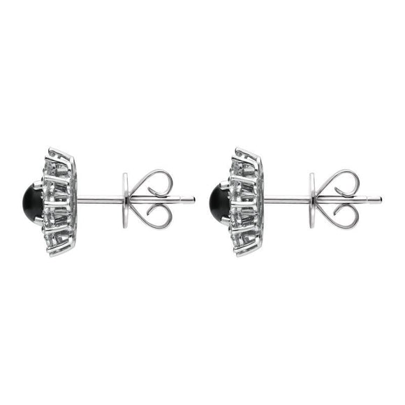 18ct White Gold Whitby Jet 0.65ct Diamond Round Stud Earrings E1993