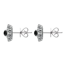 18ct White Gold Whitby Jet 0.65ct Diamond Round Stud Earrings E1993