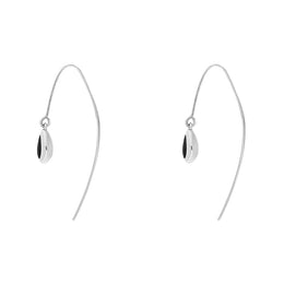 18ct White Gold Whitby Jet Cross Disc Drop Earrings