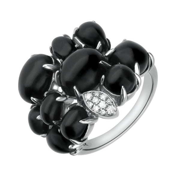 18ct White Gold Whitby Jet Diamond Multi Shape Stone Ring R758