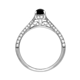 18ct White Gold Whitby Jet 0.25ct Diamond Ring R885