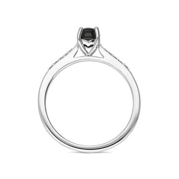 18ct White Gold Whitby Jet Diamond Round Centre Stone Ring R1188