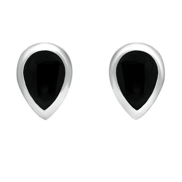 18ct White Gold Whitby Jet Dinky Teardrop Stud Earrings E768