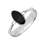 18ct White Gold Whitby Jet Oval Stone Heavy Bangle, B021