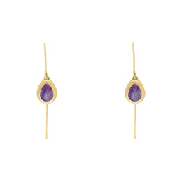 18ct Yellow Gold Blue John Cross Disc Drop Earrings