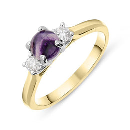 18ct Yellow Gold Blue John Diamond Round Claw Set Ring. R1112.