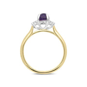 18ct Yellow Gold Blue John Diamond Round Claw Set Ring. R1112.