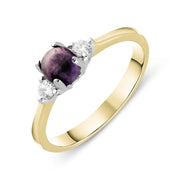 18ct Yellow Gold Blue John Diamond Round Claw Set Ring. R1113.