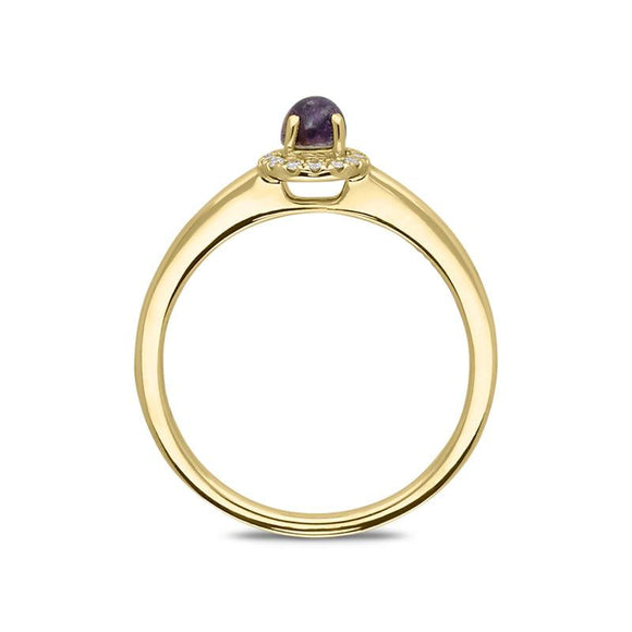 18ct Yellow Gold Blue John Diamond Round Cluster Ring. R1114.