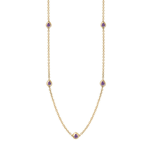 18ct Yellow Gold Blue John Fleur De Lis Link Disc Chain Necklace, N747.